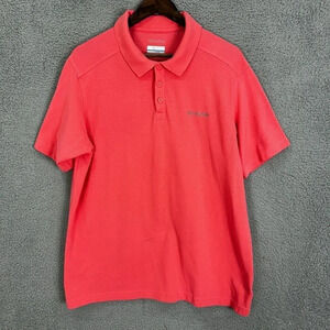 Columbia polo shirt mens XL pink omni wick embroidered logo golf tennis outdoors